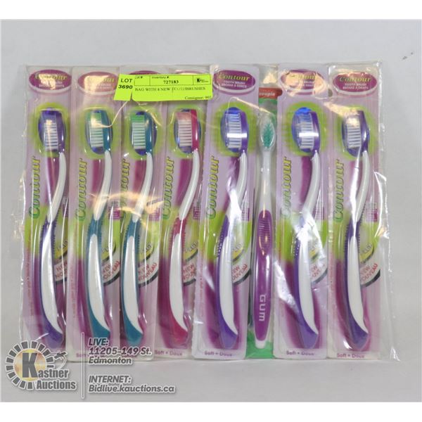 BAG WITH 8 NEW TOOTHBRUSHES