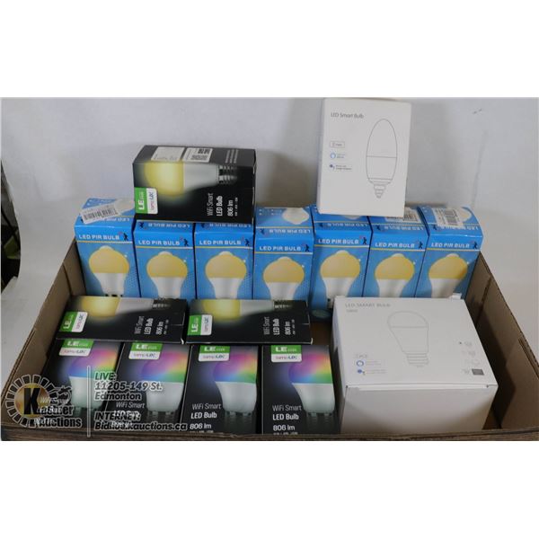 FLAT OF LED LIGHT BULBS, INCLUDES WIFI SMART BULBS