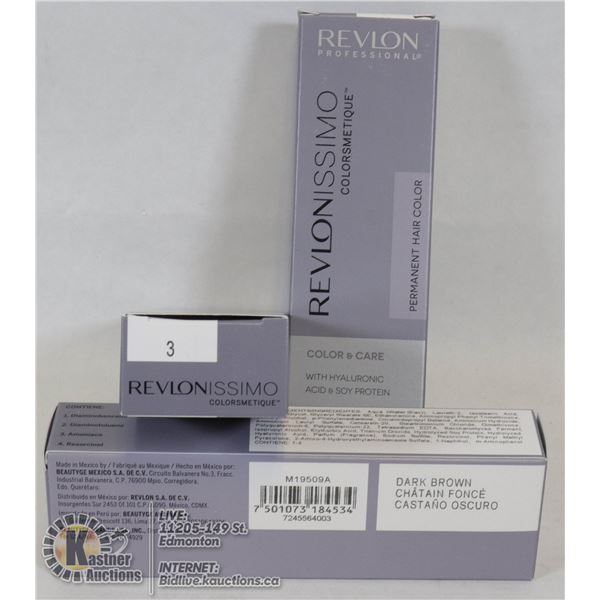 LOT OF 3 REVLONISSIMO PERMANENT HAIR COLOR