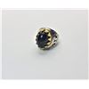 Image 1 : 20)  GOLD AND SILVER TONE WITH OVAL LAB CREATED TOPAZ RING,  SIZE 8.  JEWELLERY