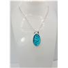 Image 1 : 30)  NATURAL BLUE FIRE AUSTRALIAN OVAL OPAL PENDANT ON 20" ROLO CHAIN.  JEWELLERY
