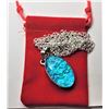 Image 2 : 30)  NATURAL BLUE FIRE AUSTRALIAN OVAL OPAL PENDANT ON 20" ROLO CHAIN.  JEWELLERY