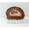Image 1 : 2)  NATURAL AGATE GEODE SLICE MINERAL SPECIMEN MEASURES 5" X 3.5", 457 GRAMS.  COLLECTIBLES