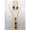 Image 1 : 26) SET OF NATURAL CARNELIAN PENDANT AND MATCHING DROP EARRINGS WITH NICKLE FREE FISH HOOK WIRES AND
