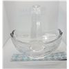 Image 1 : 30)  VINTAGE RIBBED GLASS BASKET CANDY DISH HOME DÉCOR