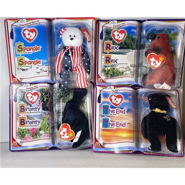 29)  LOT OF 4 FACTORY SEALED  "TEENIE BEANIE BABIES" FROM 2000, INCLUDES EEX, THE T-REX, SPANGLE THE