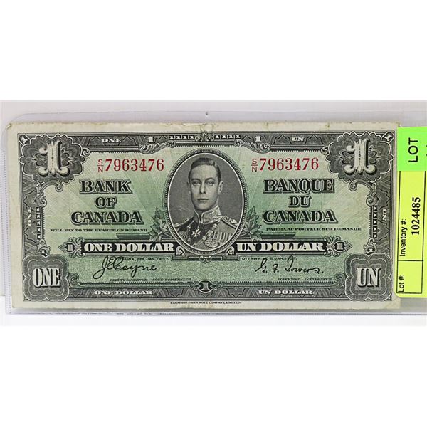 1937 CANADIAN  $1 BILL