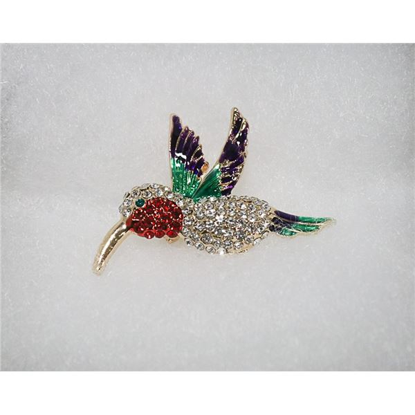 HUMMINGBIRD RHINESTONE BROOCH