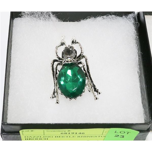DAZZLING BEETLE RHINESTONE BROOCH