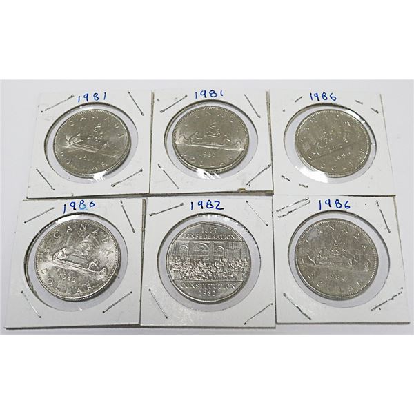 6 CANADIAN DOLLAR COINS