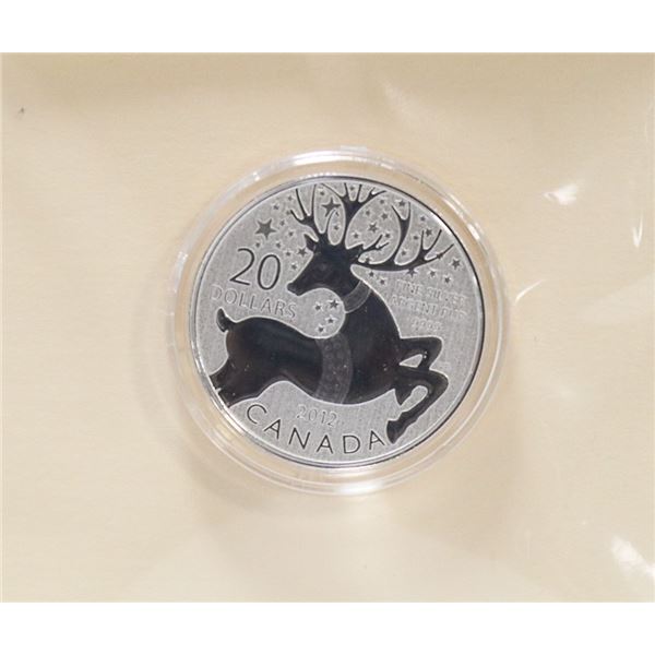 2012 $20 DOLLAR .9999 SILVER RIENDEER CON