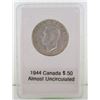 Image 1 : 1944 CANADA SILVER 1/2 DOLLAR ALMOST UNCIRCULATED