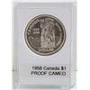 Image 1 : CAN. 1958 SILVER $1, PROOF CAMEO, "DEATH TOTEM"