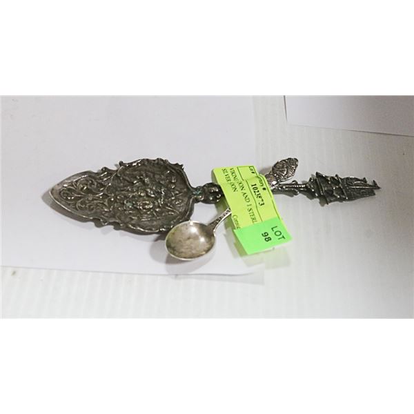 PIRATE SPOON AND 1 STERLING SILVER SPOON
