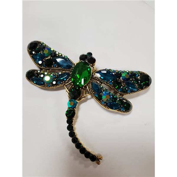 DRAGONFLY RHINESTONE BROOCH