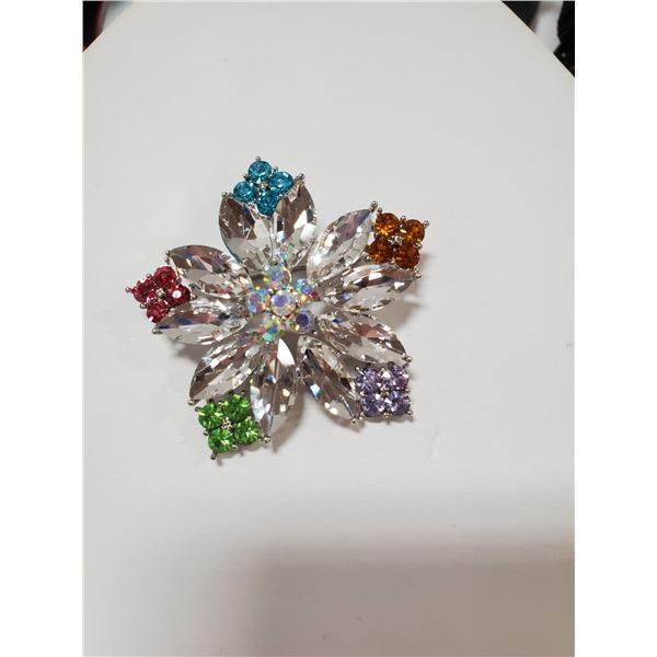 LARGE FLOWER MARQUIS RHINESTONE BROOCH