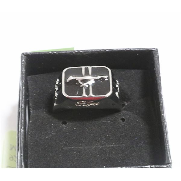 925 STERLING SILVER FORD MUSTANG MENS RING