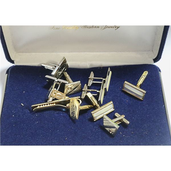 LOT OF ESTATE CUFFLINKS AND TIE CLIP