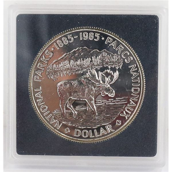 1985 CANADIAN NATIONAL PARKS CASED SILVER DOLLAR