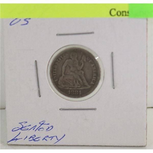 1884 US SEATED LIBERTY SILVER DIME