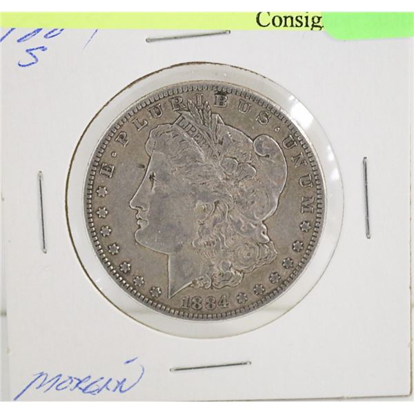 1884 "S" US MORGAN SILVER DOLLAR COIN