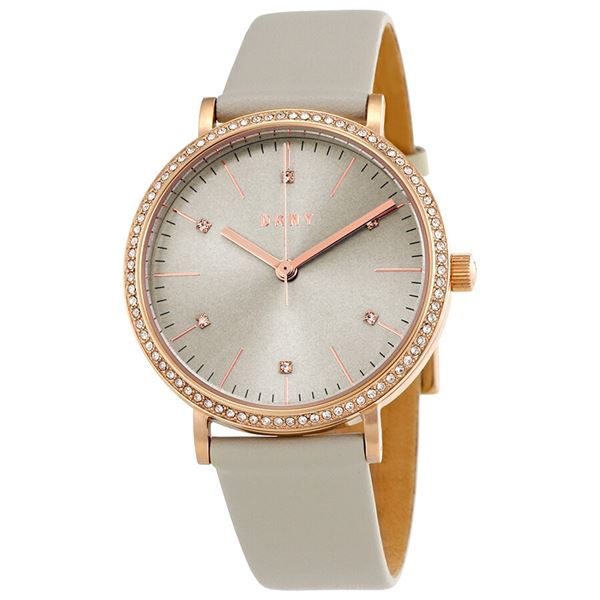 NEW DKNY 34MM CRYSTAL BEZEL LEATHER STRAP MSRP$219