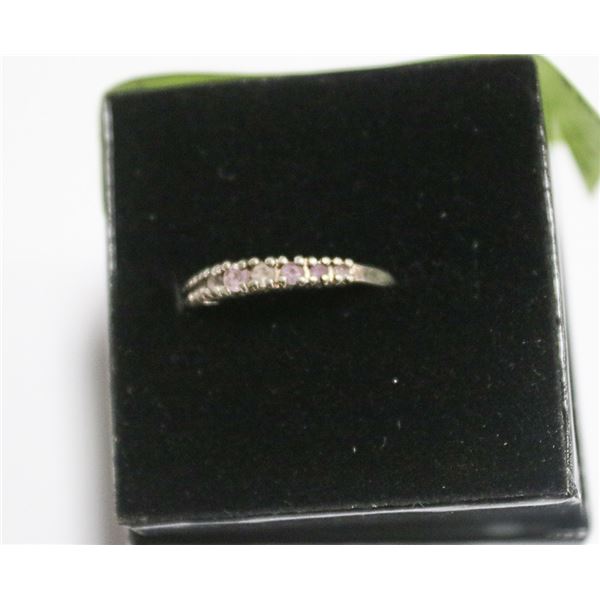 VINTAGE .925 STERLING SILVER & ROSE QUARTZ RING