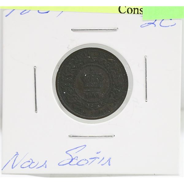 1864 NOVA SCOTIA QUEEN VICTORIA 1/2 CENT COIN