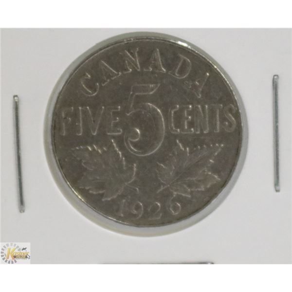 KEY DATE 1926 GEORGE V 5 CENT COIN