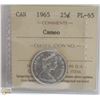 Image 1 : 1965 CANADIAN SILVER 25 CENT COIN CERT ICCS PL-65