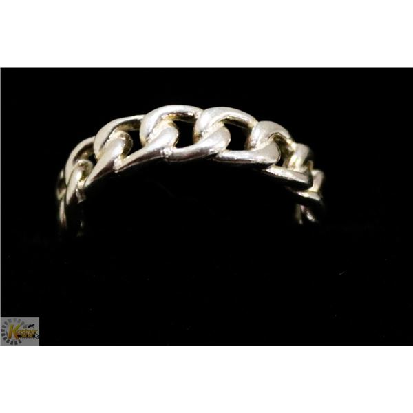 VINTAGE .SOLID .925 CHAIN LINK RING SIZE 7