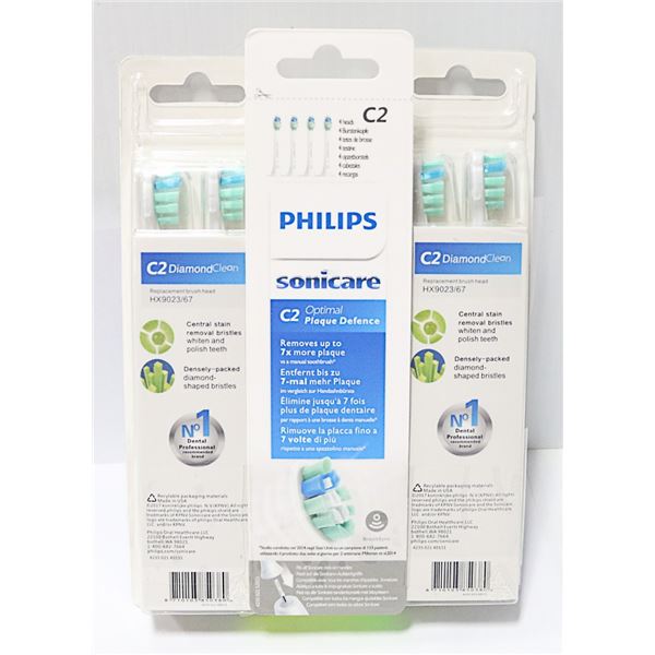 3 PACKS OF PHILLIPS SONICARE BRUSHHEADS-9 HEADS IN