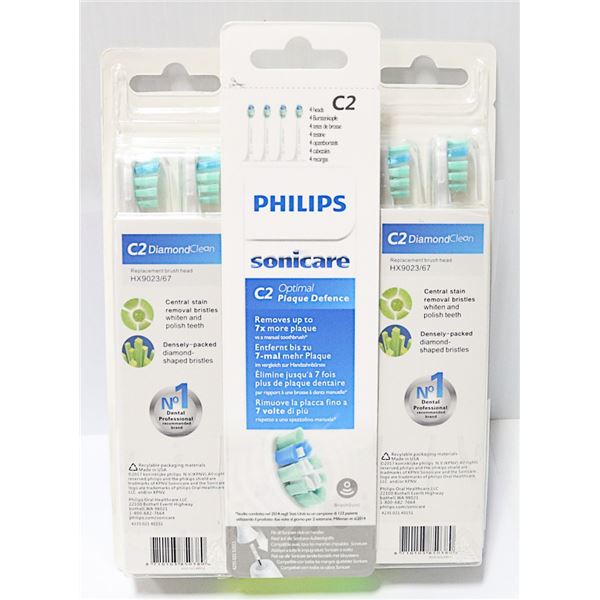 3 PACKS OF PHILLIPS SONICARE BRUSHHEADS-9 HEADS IN