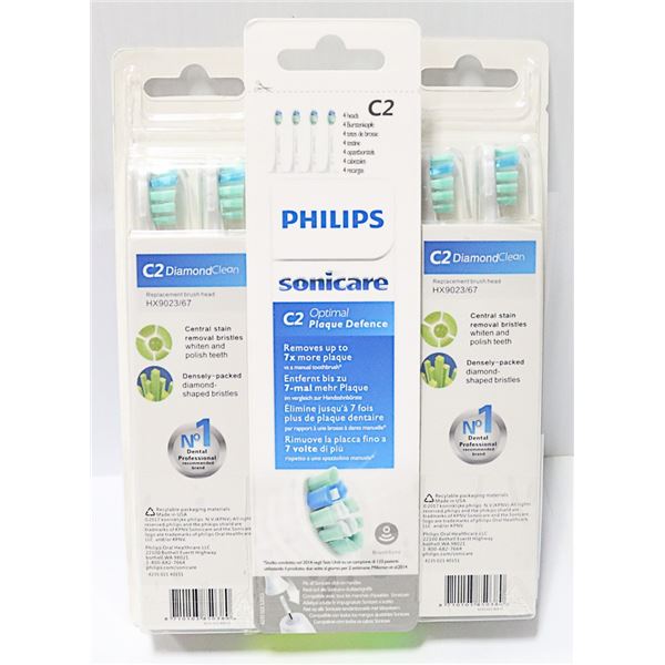 3 PACKS OF PHILLIPS SONICARE BRUSHHEADS-9 HEADS IN