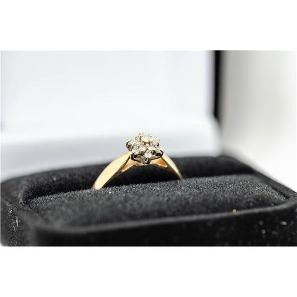 14K GOLD DIAMOND CLUSTER RING SIZE 8.5