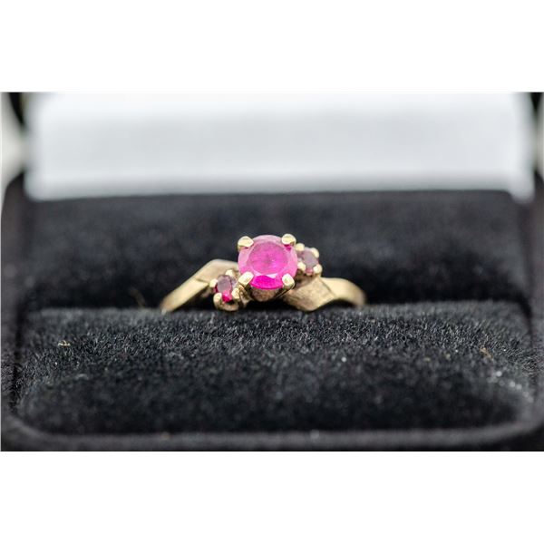 10K GOLD 1.16 CARAT RUBY FANCY RING SIZE 6.5