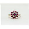 Image 1 : 10K GOLD DIAMOND RUBY CLUSTER RING SIZE 6.5