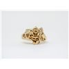 Image 1 : 10K GOLD DIAMOND ROSE FLOWER RING SIZE 3.25