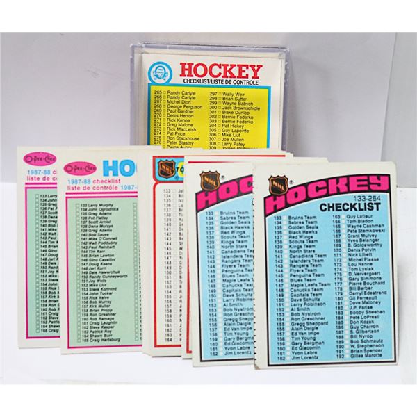 60 PLUS UN-MARKED NHL CHECKLIST CARDS HIGH GRADE