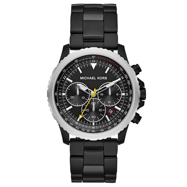 NEW MICHAEL KORS TRIPLE CHRNO BLACK DIAL MSRP $315