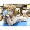 Image 1 : GIRL AND BLUEBIRD STATUE 22" LONG X 9" TALL