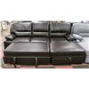Image 1 : BROWN LEATHERETTE SECTIONAL WITH HIDE-A-BED