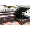 Image 3 : BROWN LEATHERETTE SECTIONAL WITH HIDE-A-BED