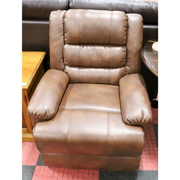 NEW BROWN LEATHERETTE RECLINING CHAIR