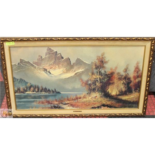 VINTAGE FRAMED ART "MOUNTAIN PEAKS" BY WILMER