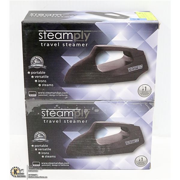 2 NEW BLACK STEAMPLY TRAVEL STEAMERS