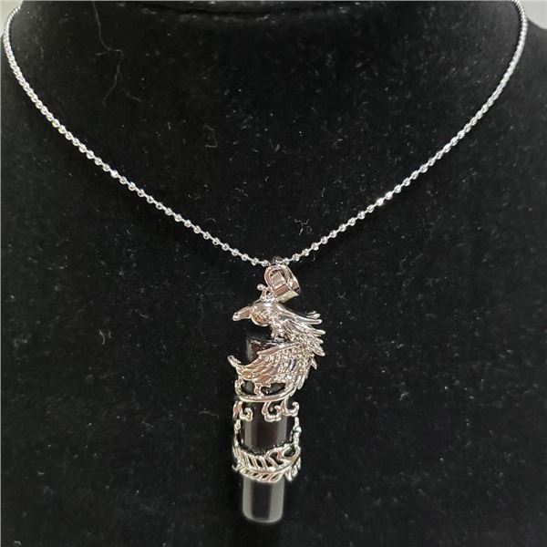 BLACK ONYX STONE WRAPPED WITH DRAGON NECKLACE  925