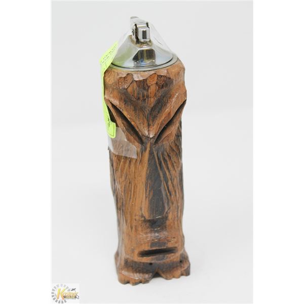 TIKI WOOD CARVED LIGHTER HAWAII JAPAN