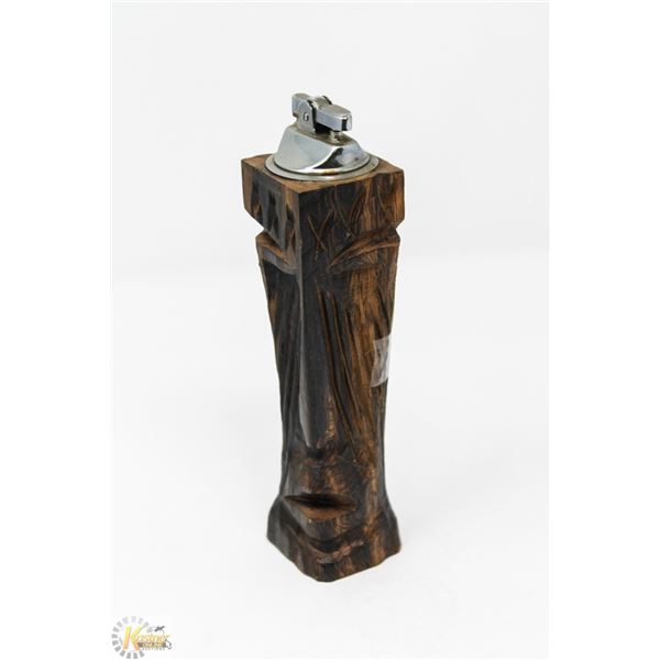 TIKI WOOD HAND CARVED LIGHTER JAPAN