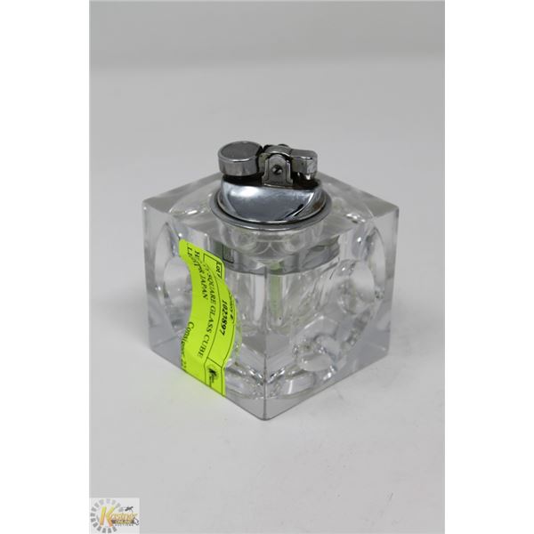 HEAVY SQUARE GLASS CUBE LIGHTER JAPAN
